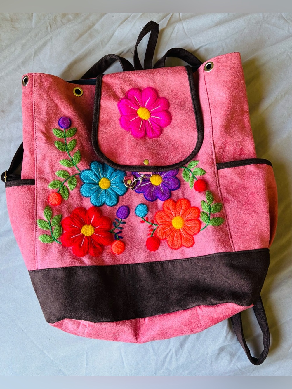 Embroidered Floral Backpack